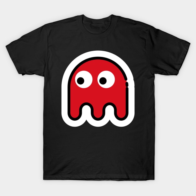 Red Ghost // Line Art Sticker T-Shirt by Pulpixel